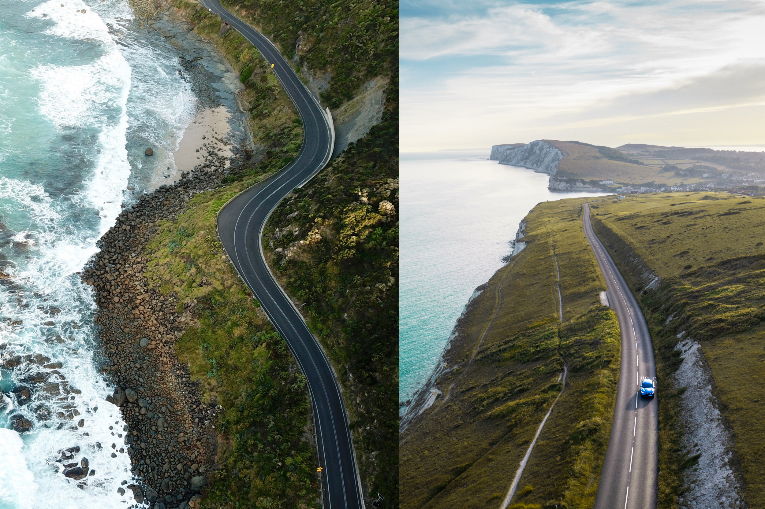 Military Road, Isle of Wight and Great Ocean Road, Australia