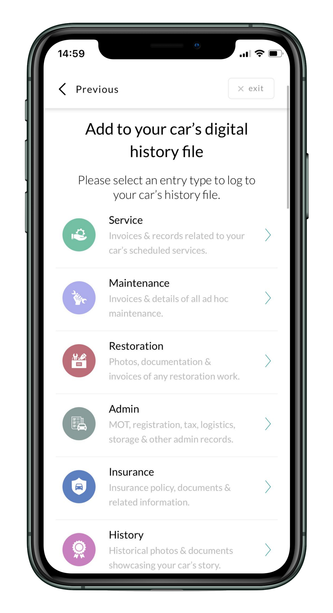 Custodian App - Add to your cars digital history file